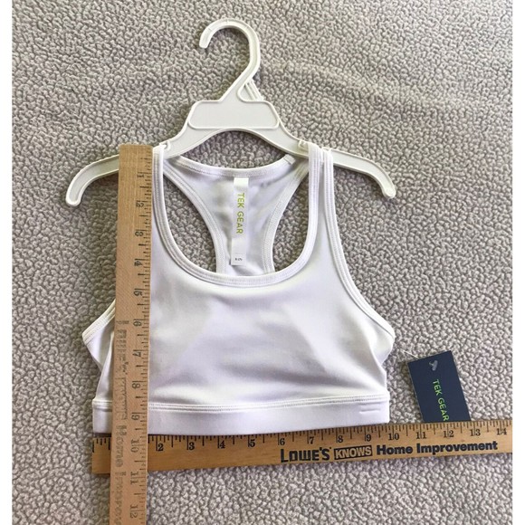Tek gear girls white Racerback sports bra Size 7 Light Support Low Impact NWT - Picture 5 of 6